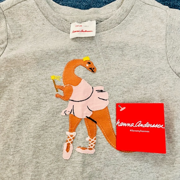 Hanna Andersson 5T *New* Princess Dinosaur Ballerina 🩰 Tee + mint green shorts - Picture 3 of 7